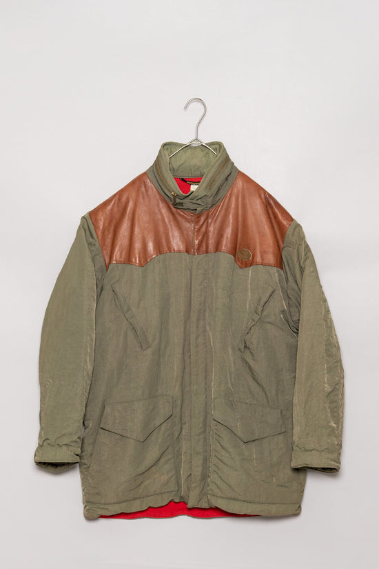 1990s Made in France FACONNABLE Leather Yoke Field Coat