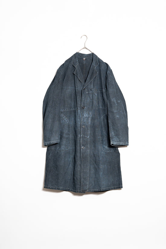 40’s French Vintage AU MOLINEL Indigo Linen Maquignon Coat