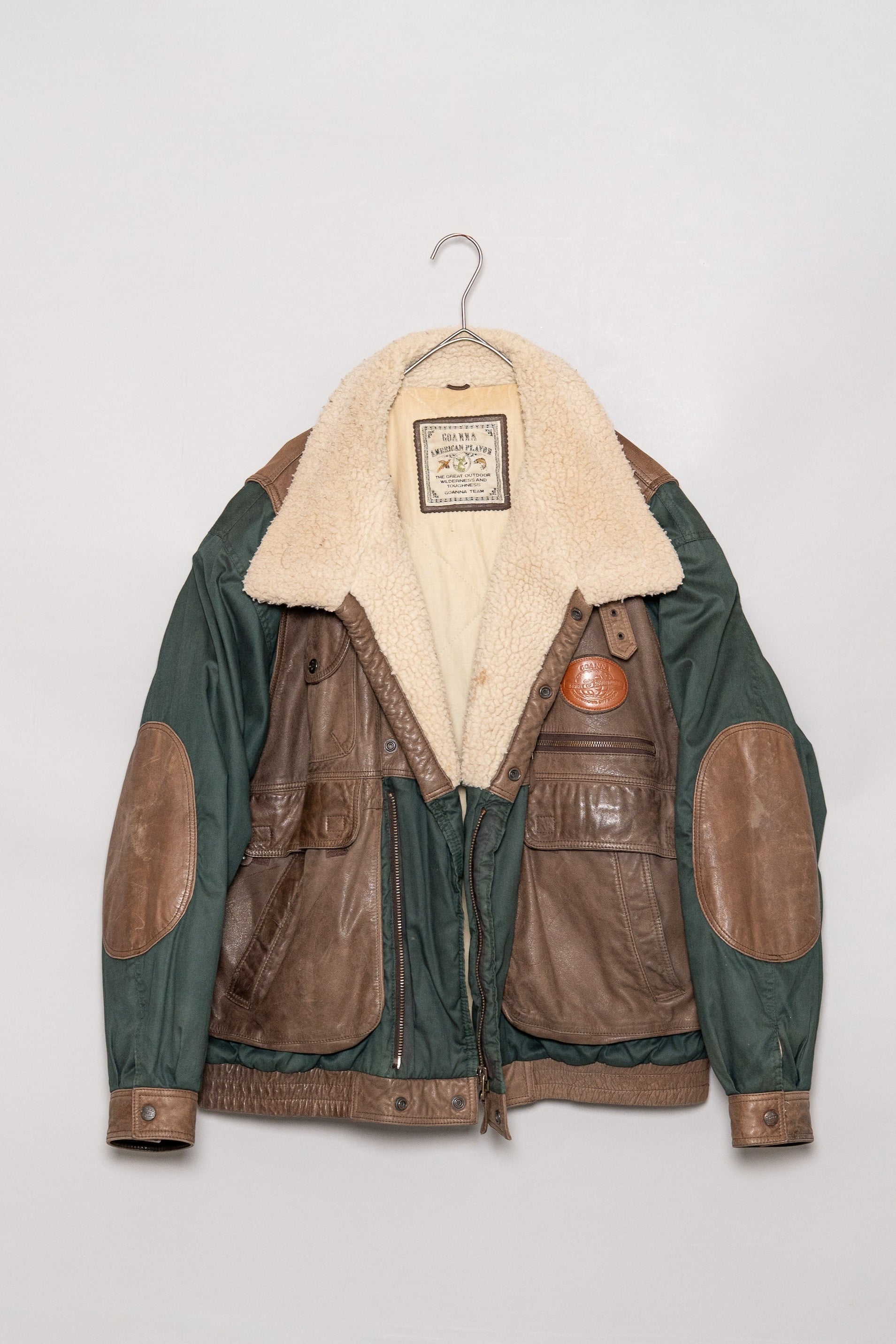 1990s GOANNA Leather & Nylon Boa Aviator Jacket – Maison ma Manière