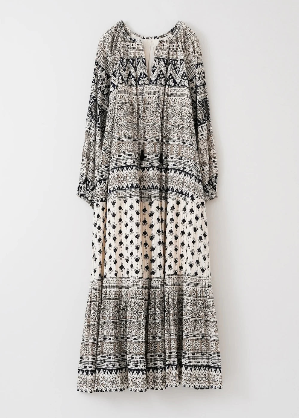 Sara mallika Cotton Lurex Border Print Long Dress – Maison ma Manière