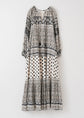 Sara mallika Cotton Lurex Border Print Long Dress