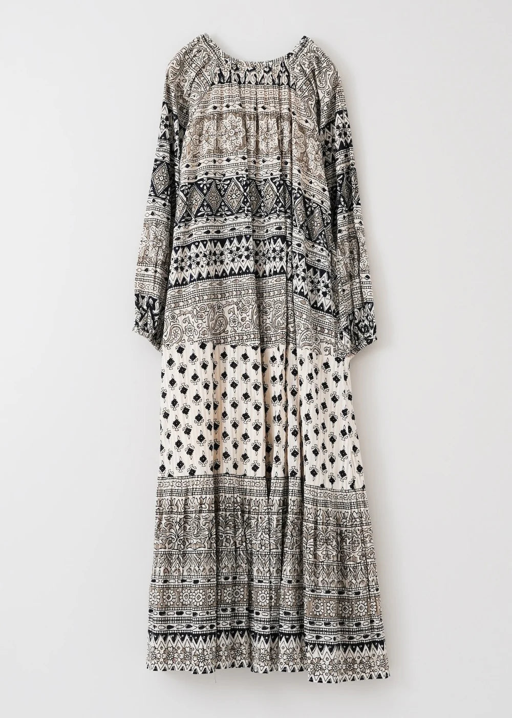 Sara mallika Cotton Lurex Border Print Long Dress – Maison ma Manière