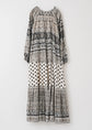 Sara mallika Cotton Lurex Border Print Long Dress