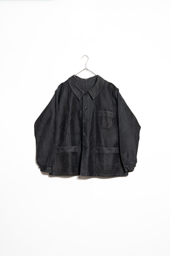 50s French Vintage Le Vêtement de Force 3 étoiles Black moleskin work jacket size:60相当