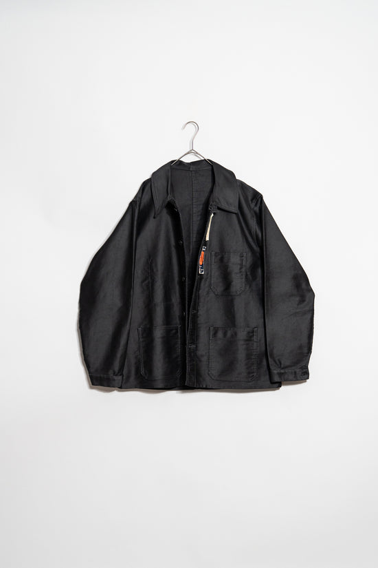 French Vintage "KONECO" Black moleskin work Jacket size 50 "Dead Stock"