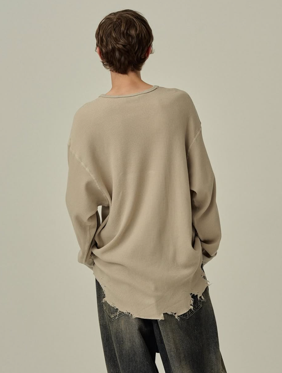 ANCELLM DAMAGE WAFFLE CREW LS T-SHIRT – Maison ma Manière ANCELLM DAMAGE WAFFLE CREW LS T-SHIRT – Maison ma Manière