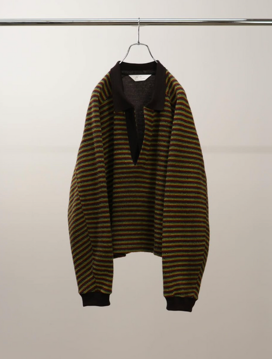 ANCELLM WOOL BORDER SKIPPER SHIRT