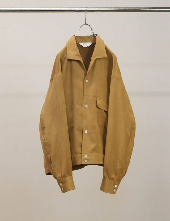 ANCELLM VEGAN SUEDE OPEN COLLAR SHIRT