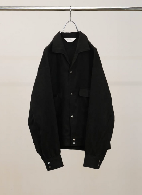 ANCELLM VEGAN SUEDE OPEN COLLAR SHIRT