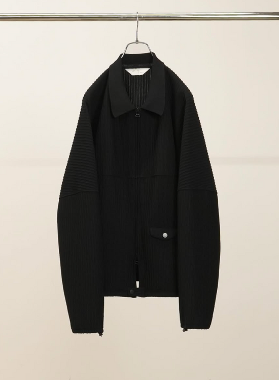 ANCELLM WRINKLED STRIPE SHORT SHIRT JACKET