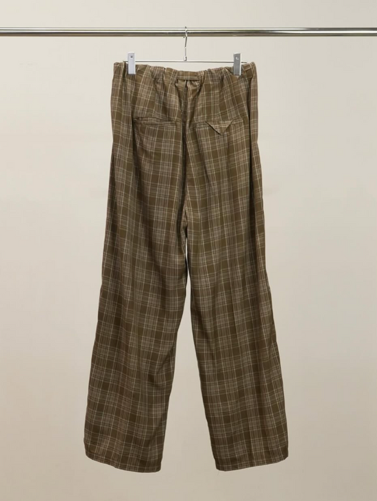 ANCELLM AGING CHECK BELT-LESS SLACKS
