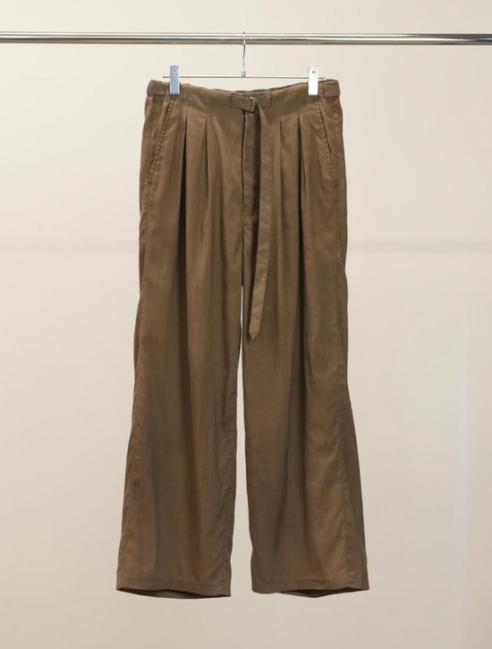 ANCELLM LINEN POPLIN BELT-LESS SLACKS