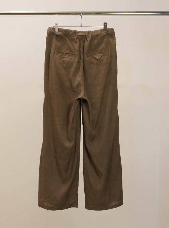 ANCELLM LINEN POPLIN BELT-LESS SLACKS