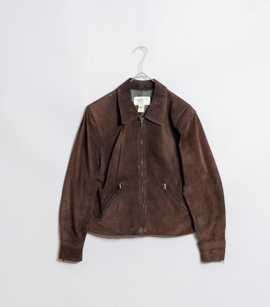 80s agnes b. Made in France Brown Suede Leather Jacket