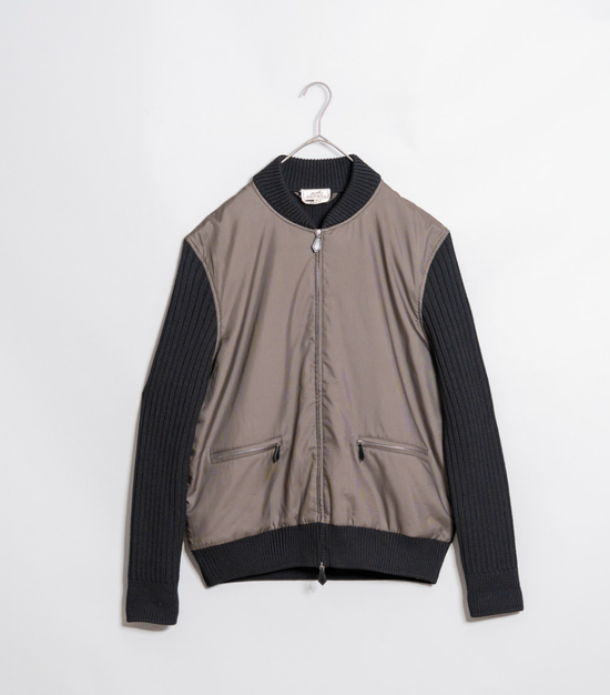 HERMES MADE IN ITARY WOOL POLYESTER SWITCH DOUBLE ZIP BOMBER JACKET