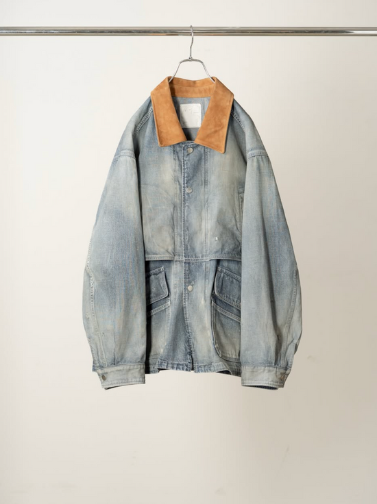 ANCELLM AGING DENIM HALF JACKET