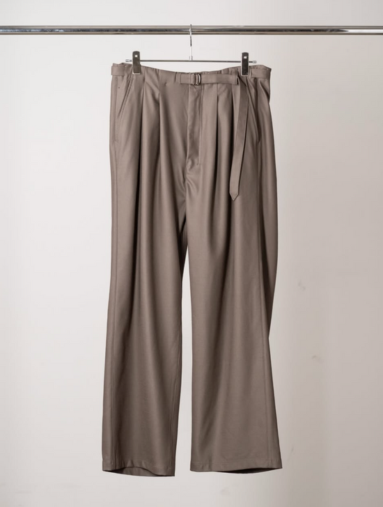ANCELLM WOOL SATIN BELT-LESS SLACKS