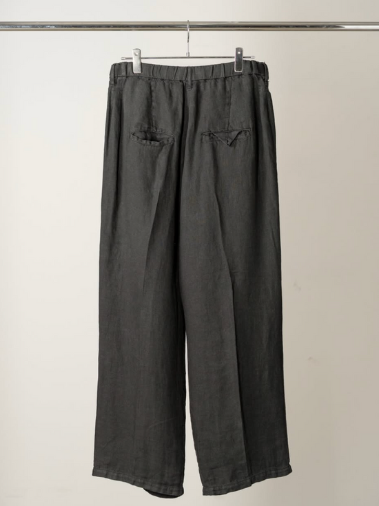 ANCELLM BELTED LINEN TUCK SLACKS