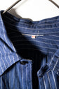 20-30s French Indigo Cotton Discharge Print Stripe Shirt "Good Condition"