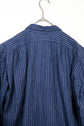 20-30s French Indigo Cotton Discharge Print Stripe Shirt "Good Condition"