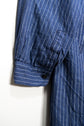 20-30s French Indigo Cotton Discharge Print Stripe Shirt "Good Condition"