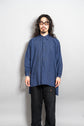 20-30s French Indigo Cotton Discharge Print Stripe Shirt "Good Condition"