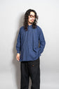 20-30s French Indigo Cotton Discharge Print Stripe Shirt "Good Condition"