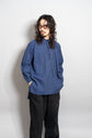 20-30s French Indigo Cotton Discharge Print Stripe Shirt "Good Condition"
