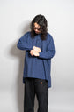 20-30s French Indigo Cotton Discharge Print Stripe Shirt "Good Condition"