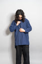 20-30s French Indigo Cotton Discharge Print Stripe Shirt "Good Condition"