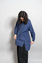 20-30s French Indigo Cotton Discharge Print Stripe Shirt "Good Condition"