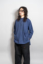 20-30s French Indigo Cotton Discharge Print Stripe Shirt "Good Condition"