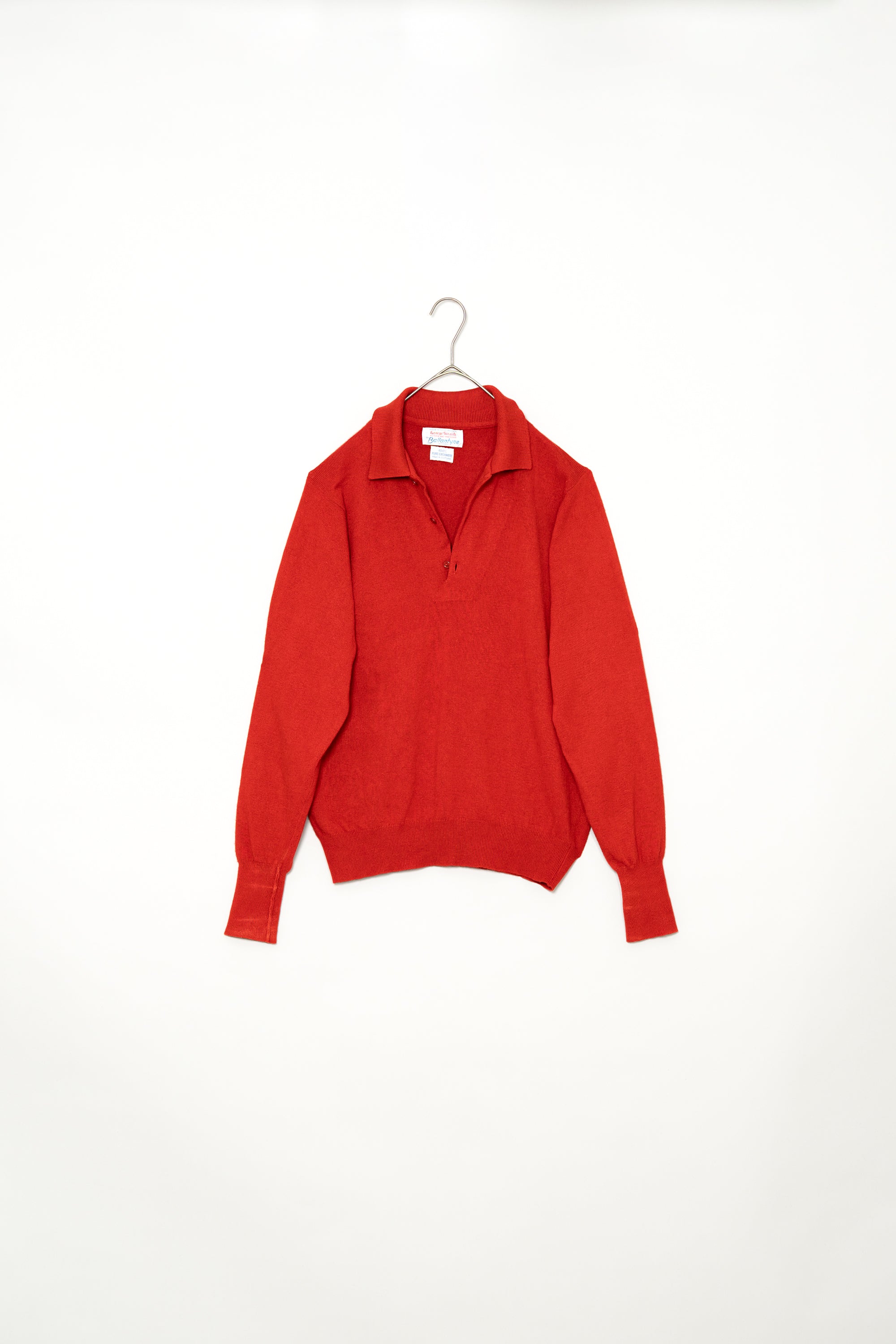 美品　BALLANTYNE バランタイン　ポロニット　長袖　シルクコットン Ballantyne Pure Cashmere Crewneck Knit Polo Shirt Made in SCOTLAND