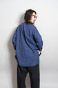 20-30s French Indigo Cotton Discharge Print Stripe Shirt "Good Condition"