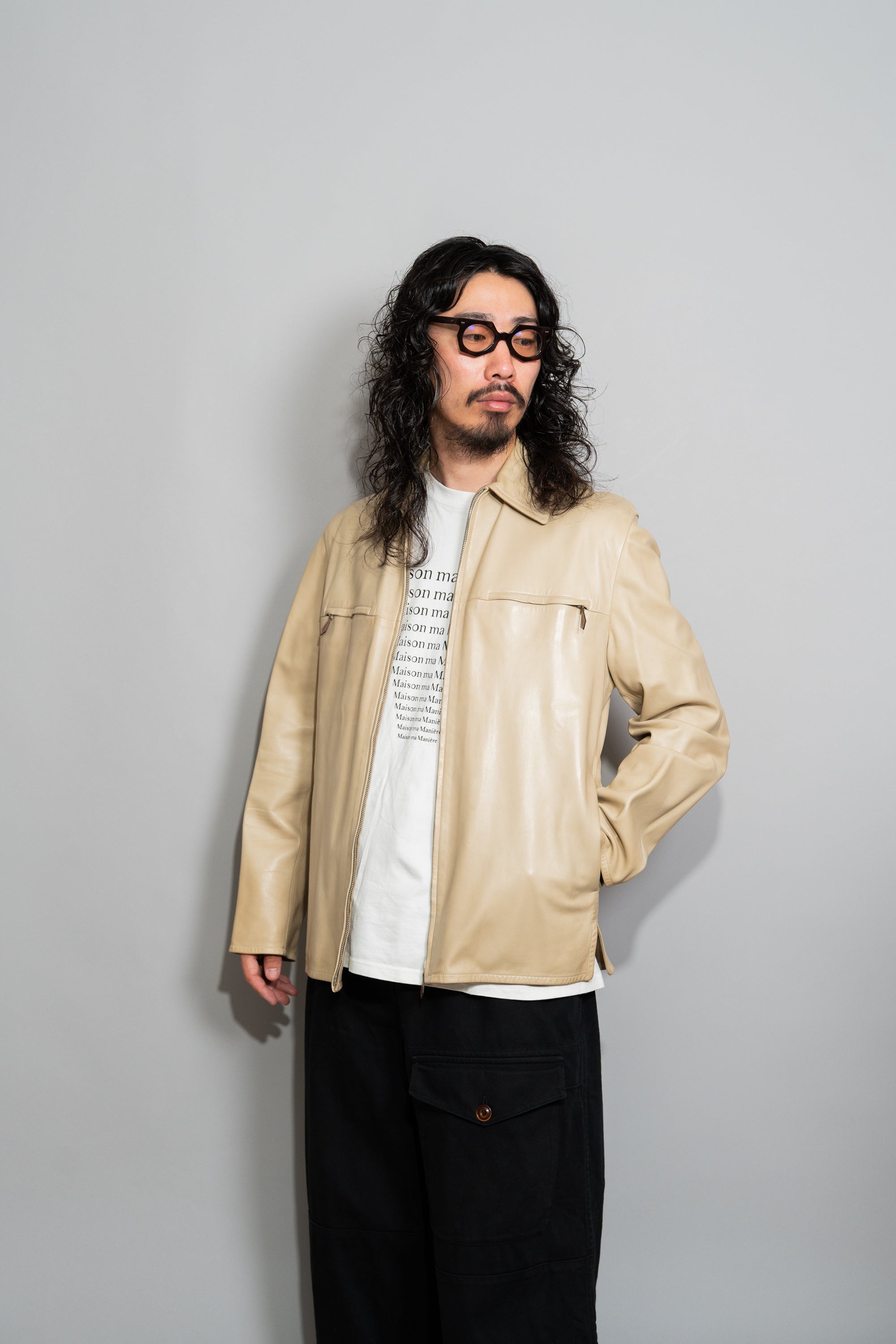 エルメス　1970年代　ラムレザーブルゾン ジップアップジャケット50 HERMES Lamb Leather Zip Up Blouson – Maison ma Manière