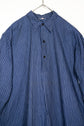 20-30s French Indigo Cotton Discharge Print Stripe Shirt "Good Condition"
