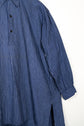 20-30s French Indigo Cotton Discharge Print Stripe Shirt "Good Condition"