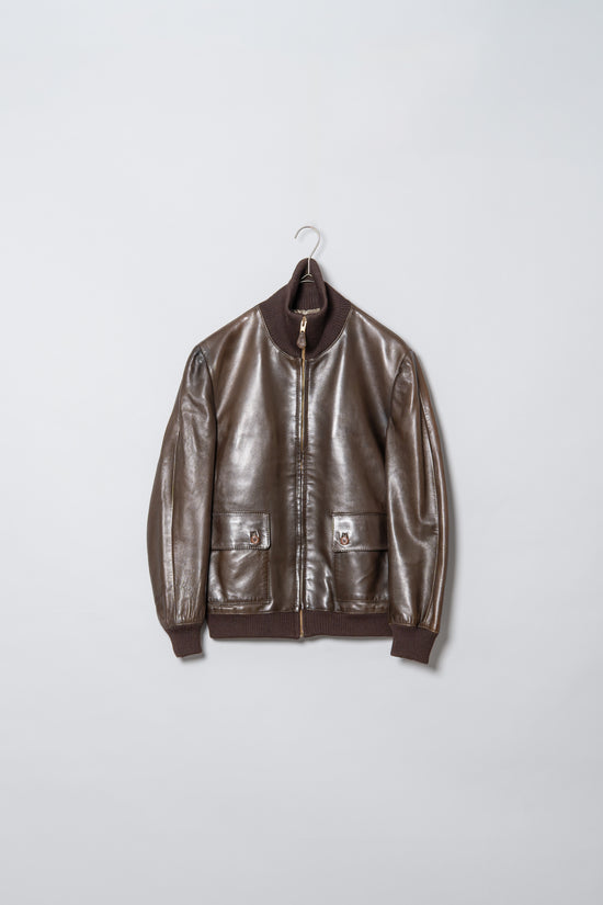 HERMES Cow Leather Flight Jacket