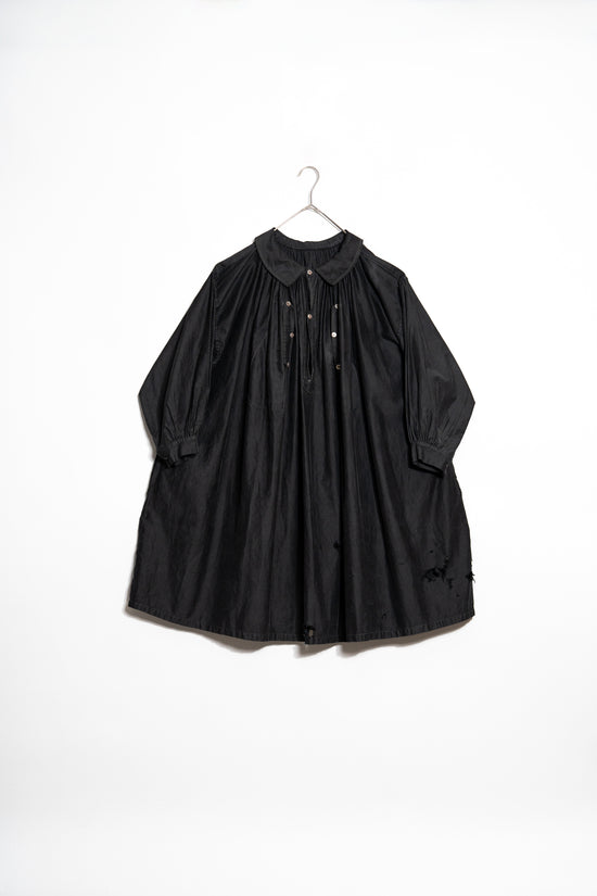 30s French Vintage Black Moleskin Biaude Maquignon Smock