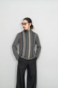 HERMES Made in ITARY Multi Stripe Cashmere Half Zip Knit