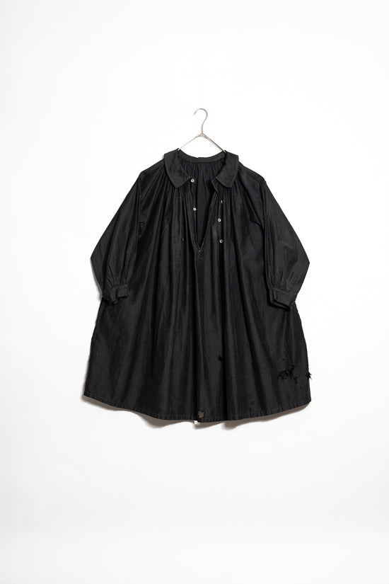 30s French Vintage Black Moleskin Biaude Maquignon Smock