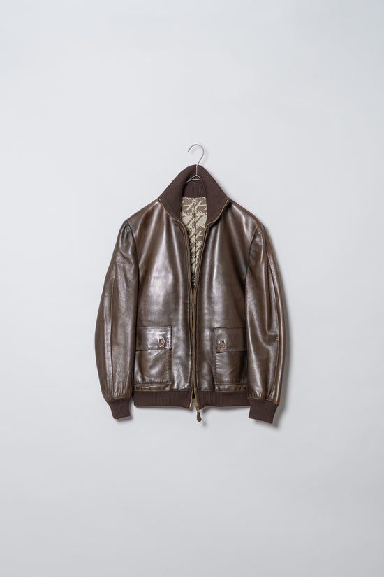 HERMES Cow Leather Flight Jacket
