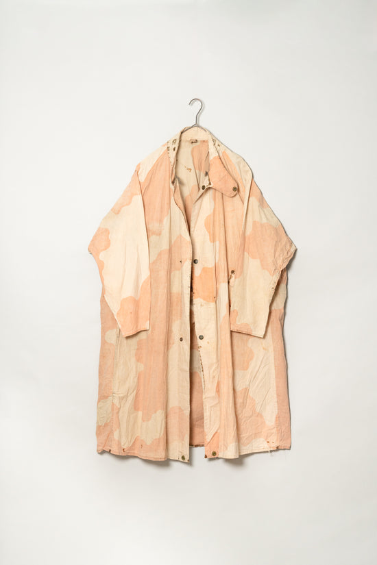1943 WWⅡ BRITISH ARMY PINK CAMOUFLAGE ANTI GAS CAPE DESERT STORM COAT WITH STRAP