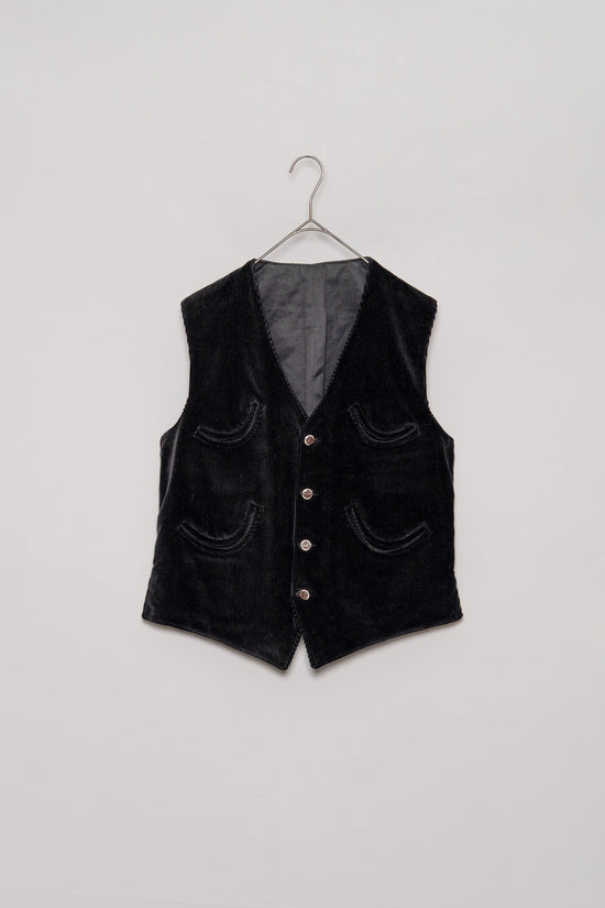 1960s FRENCH VINTAGE Black Corduroy Corsican Hunting Vest