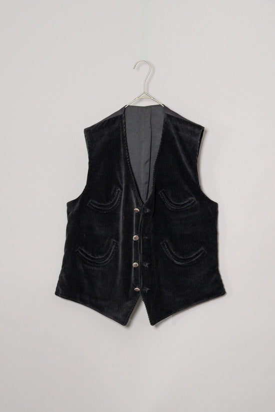 1960s FRENCH VINTAGE Black Corduroy Corsican Hunting Vest