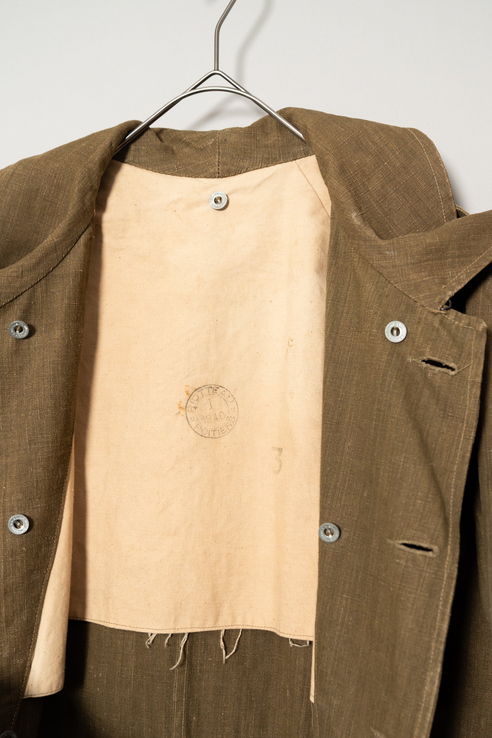 1940's FRENCH ARMY M-35 LINEN MOTORCYCLE COAT – Maison ma Manière