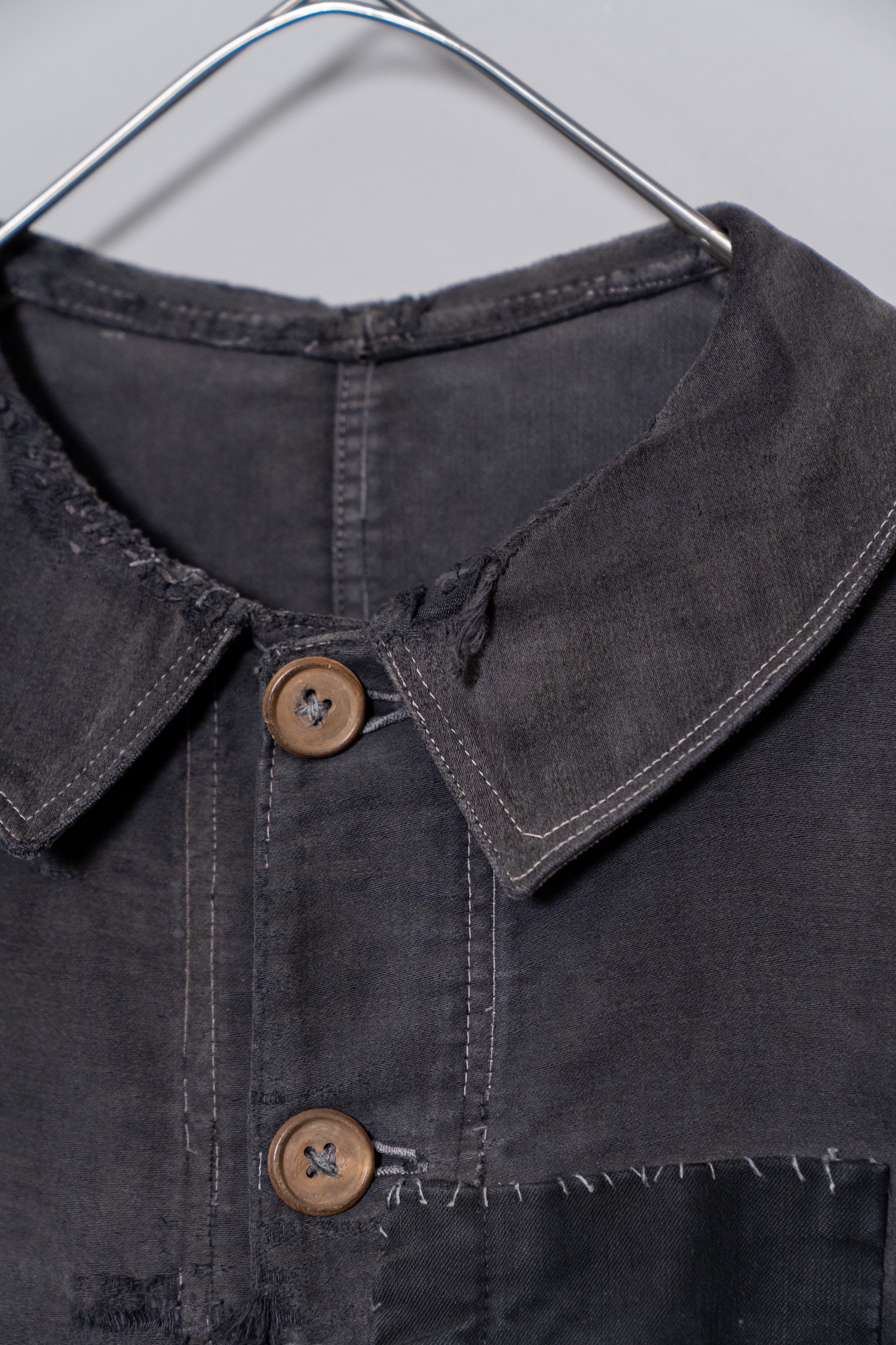 1930's French Vintage TSF Black moleskin work jacket 