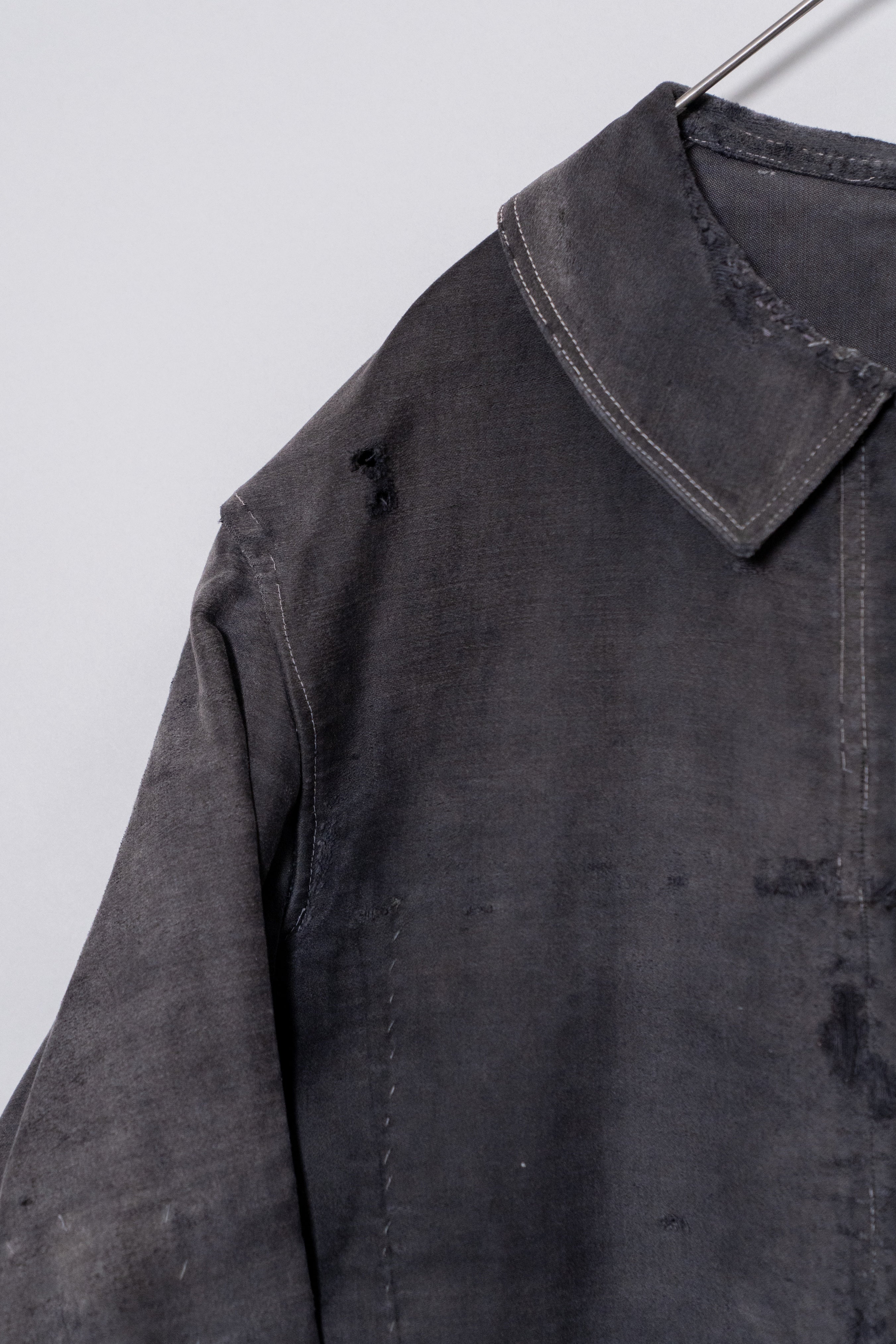 1930's French Vintage TSF Black moleskin work jacket 