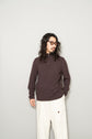 Made in ITARY HERMES YAK WOOL LEATHER TRIM HALF ZIP KNIT