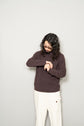 Made in ITARY HERMES YAK WOOL LEATHER TRIM HALF ZIP KNIT